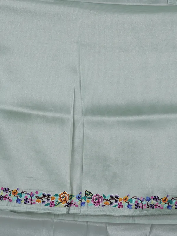 Mint green tissue saree with graceful embroidery