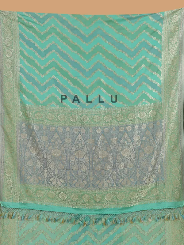 Mint green wedding georgette saree with zari work