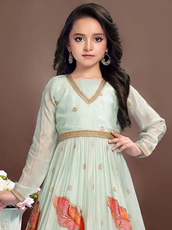 Mint green wedding wear gown for girls