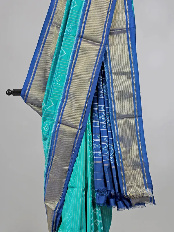 Mint green zari weaving patola silk saree for festive glow