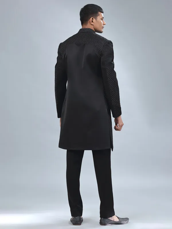 Mismerzing black terry rayon indowestern
