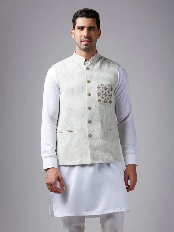Elegant off-white texture waistcoat set