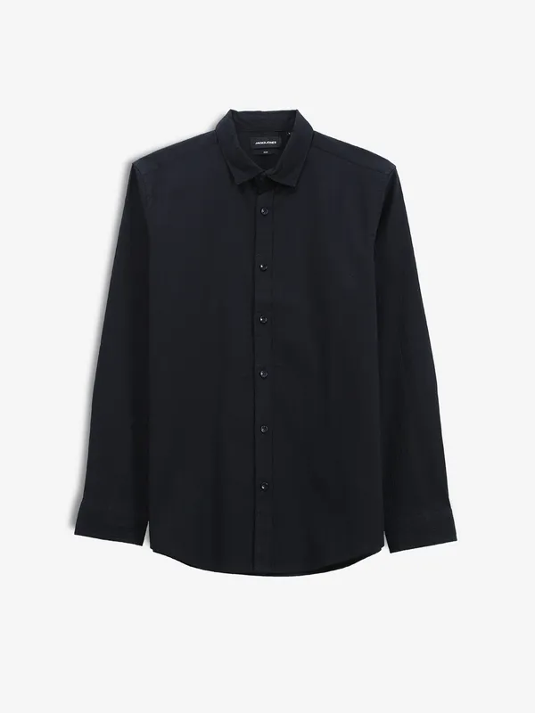 JACK&JONES black plain slim fit casual shirt