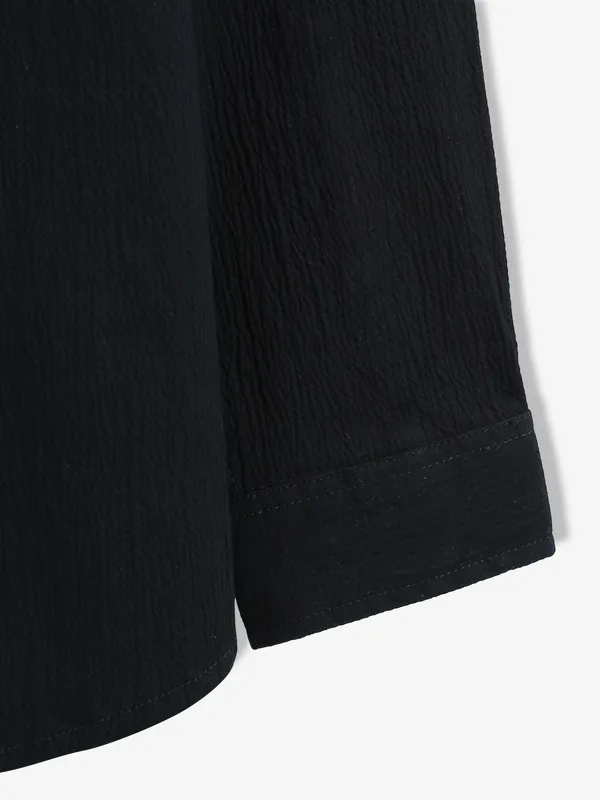 JACK&JONES black plain slim fit casual shirt