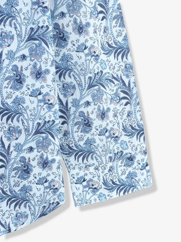 JACK&JONES sky blue printed slim fit shirt