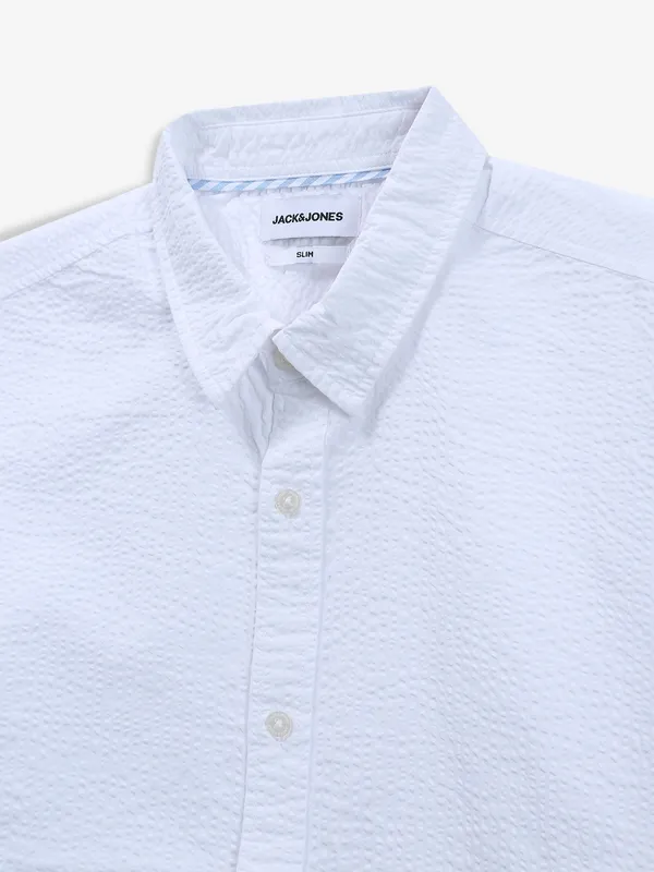 JACK&JONES white plain slim fit shirt