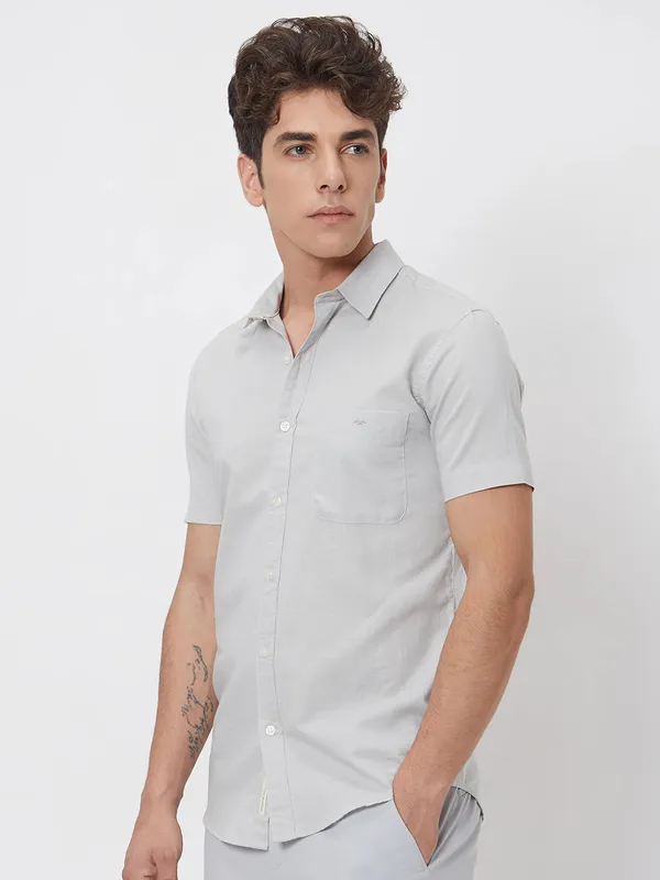 MUFTI light grey cotton linen shirt