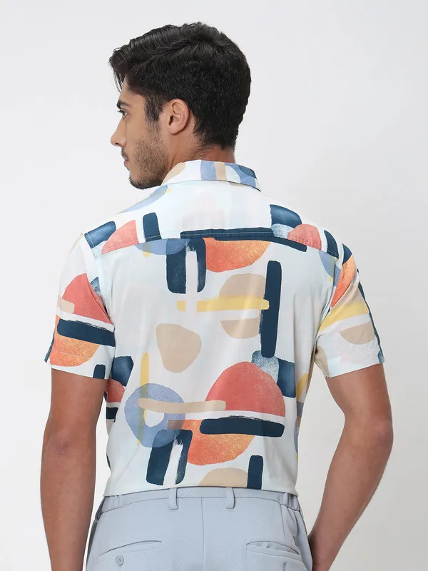 MUFTI multi color abstract printed shirt