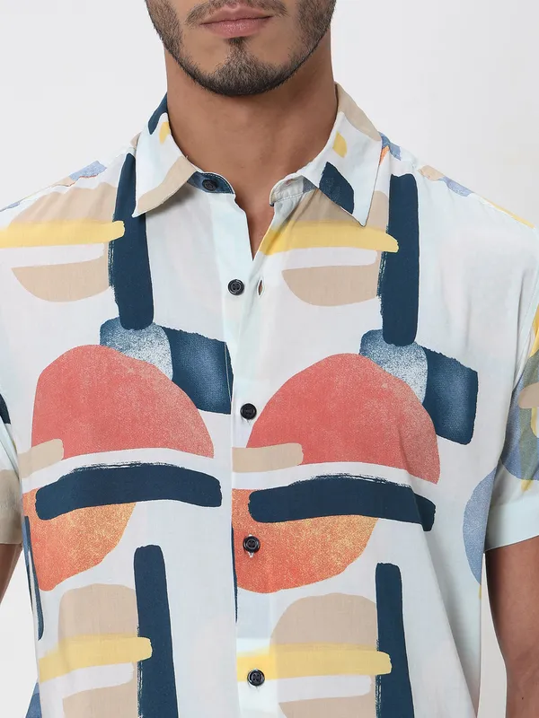 MUFTI multi color abstract printed shirt