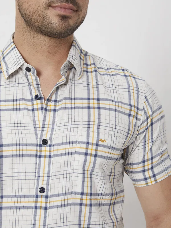 MUFTI white large checks slim fit shirt