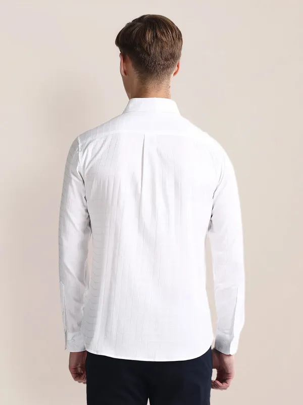 U S POLO ASSN texture white cotton shirt