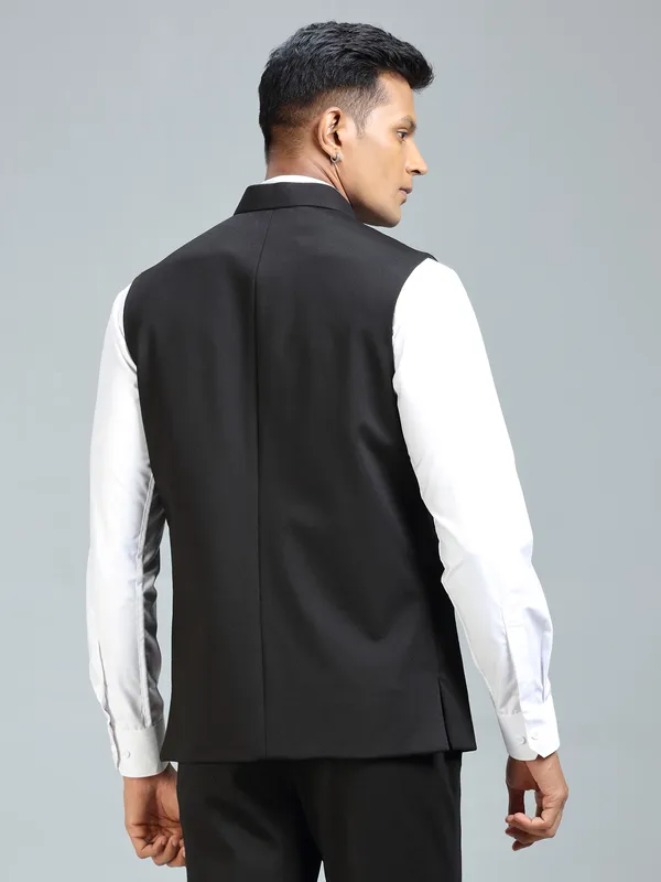 Modern classic black striped waistcoat for men