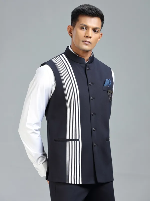 Modern classic navy striped waistcoat for men