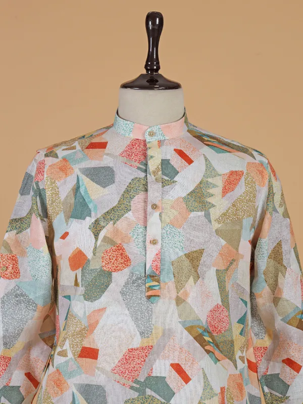 Modern multicolor cotton printed kurta for men