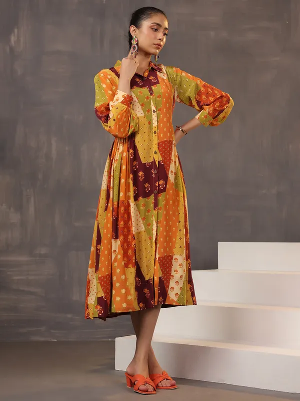 Modern mustard yellow satin kurti