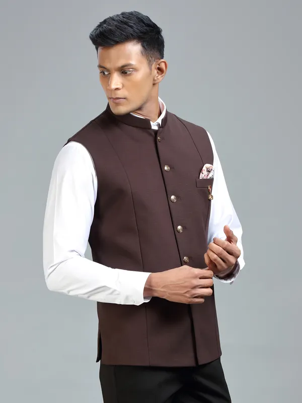 Modern stylish rich brown waistcoat for men