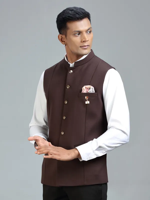 Modern stylish rich brown waistcoat for men