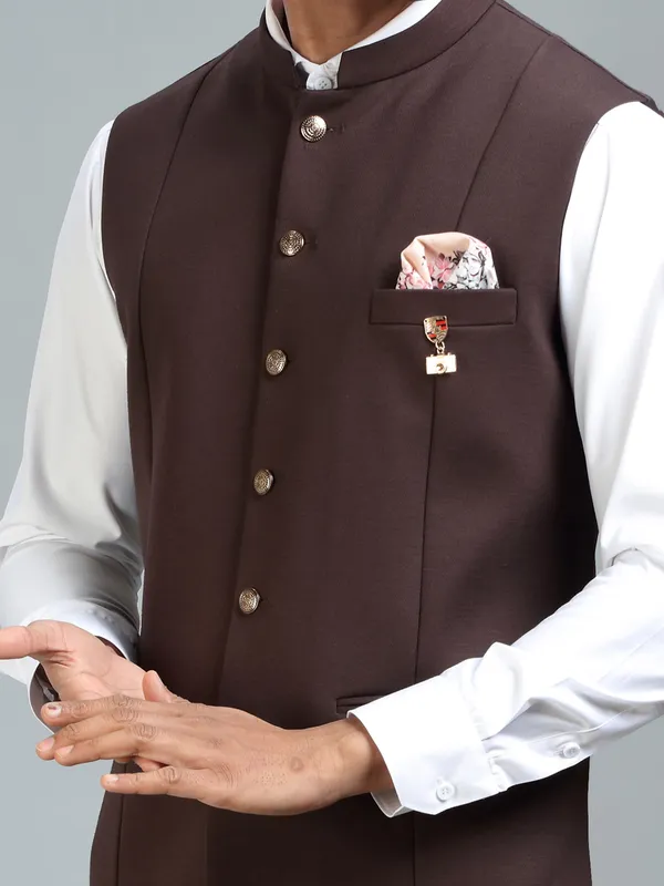 Modern stylish rich brown waistcoat for men