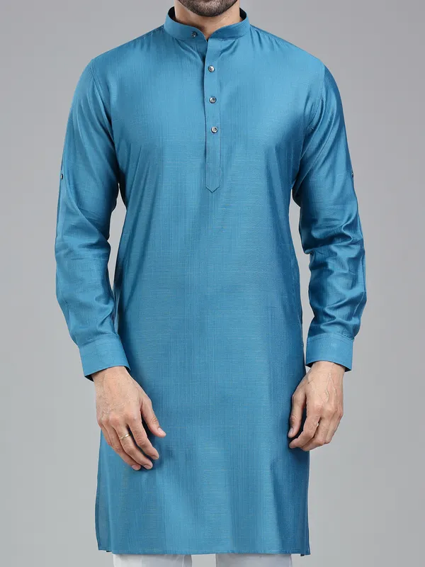 Moonstone blue simple kurta for festive