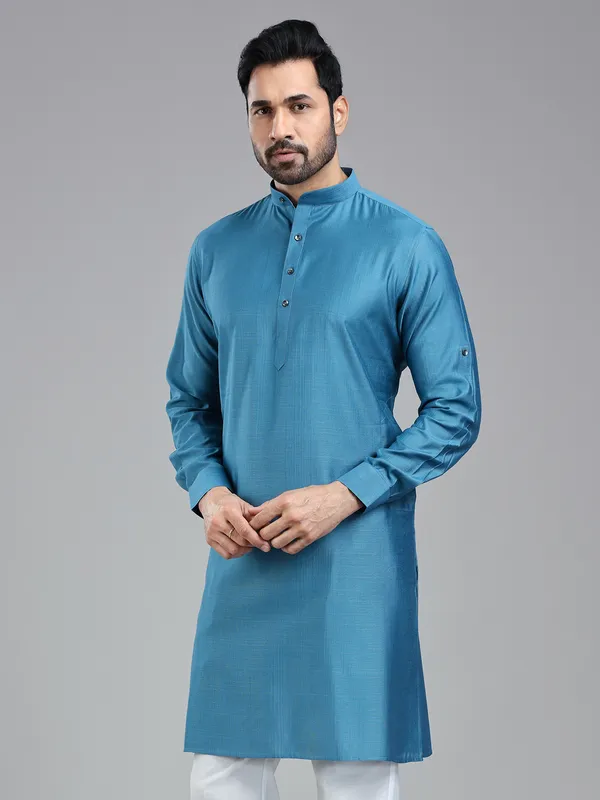 Moonstone blue simple kurta for festive