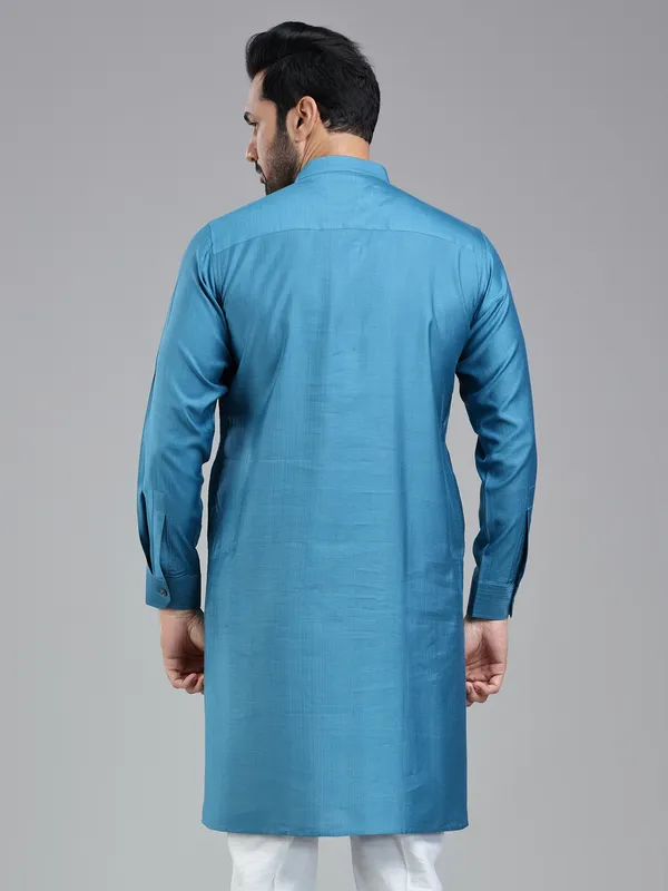 Moonstone blue simple kurta for festive