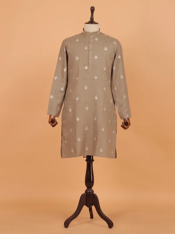 Moss green cotton formal kurta set