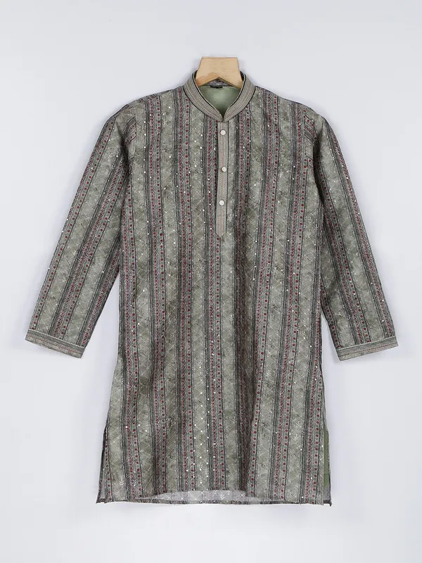 Moss green silk kurta suit for festive