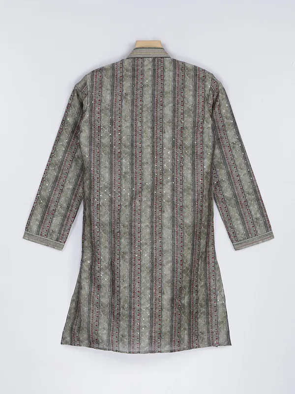 Moss green silk kurta suit for festive