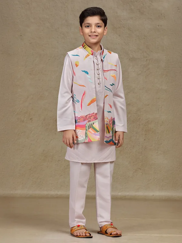 Muave pink silk waistcoat set
