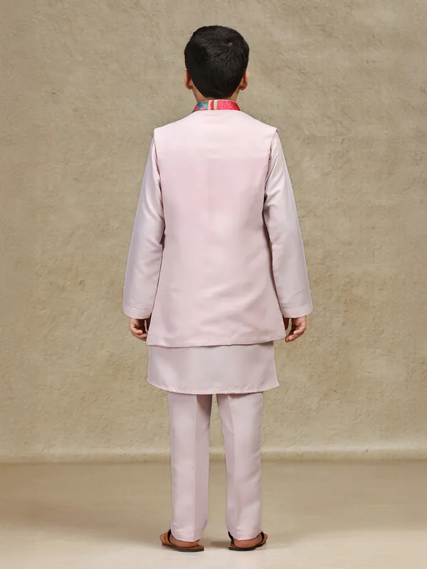 Muave pink silk waistcoat set