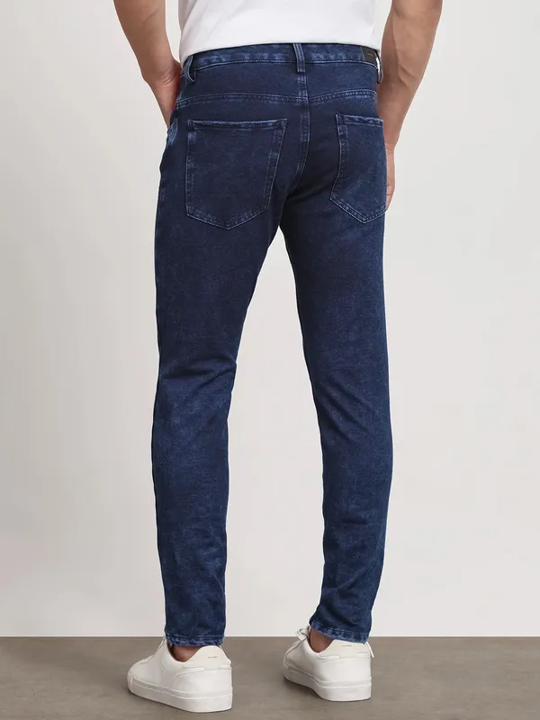 MUFTI ankle length dark blue denim jeans