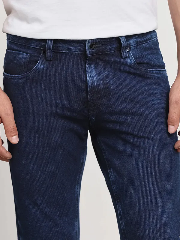 MUFTI ankle length dark blue denim jeans