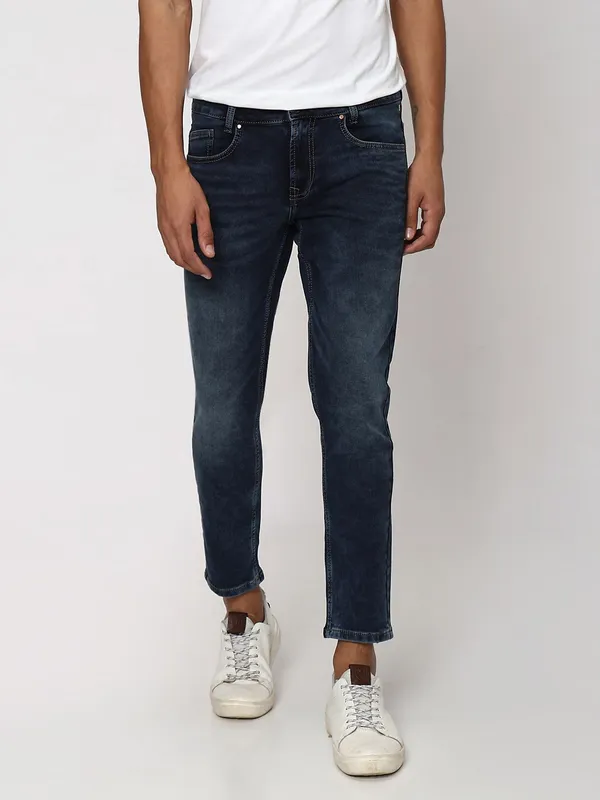 Mufti ankle length navy washed jeans