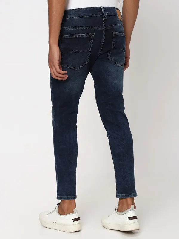 Mufti ankle length navy washed jeans