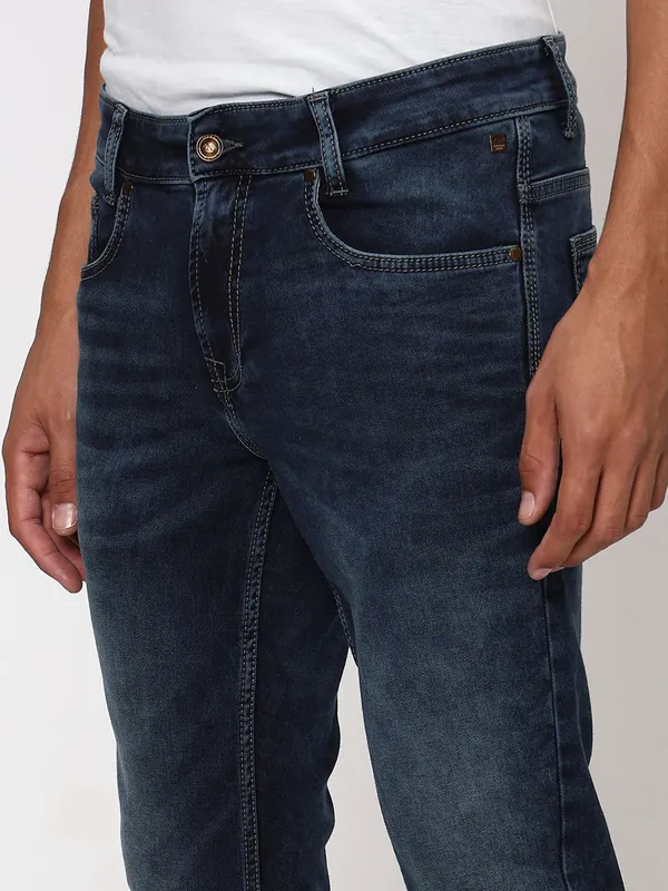 Mufti ankle length navy washed jeans