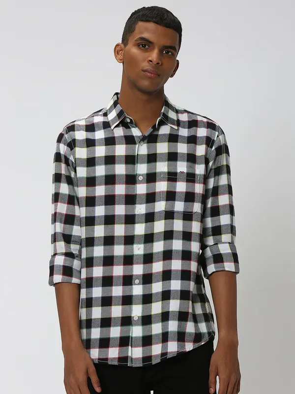 Mufti black and white cotton shirt