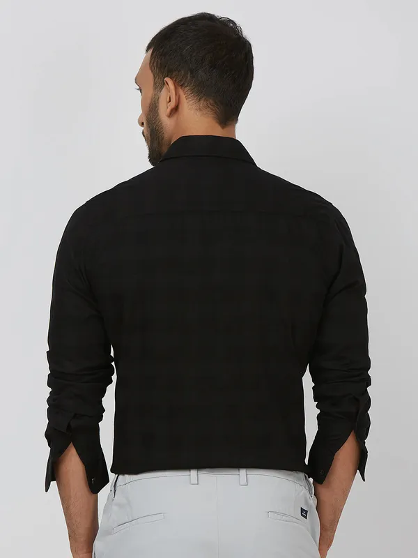 MUFTI black checkered cotton casual shirt