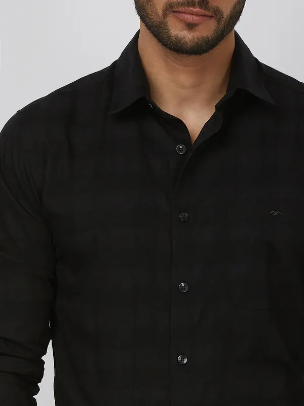 MUFTI black checkered cotton casual shirt