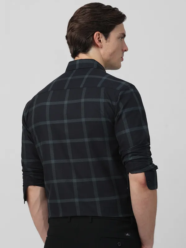 MUFTI black checkered cotton shirt