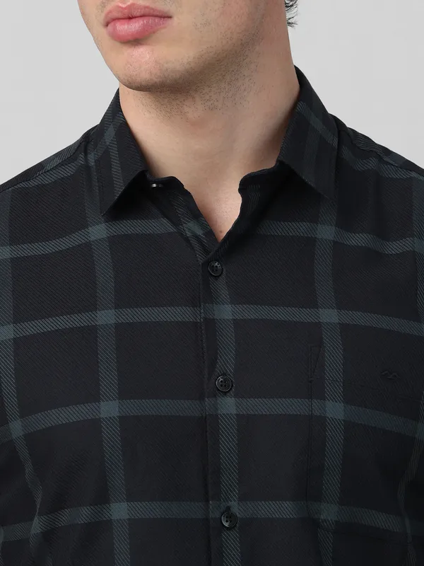 MUFTI black checkered cotton shirt