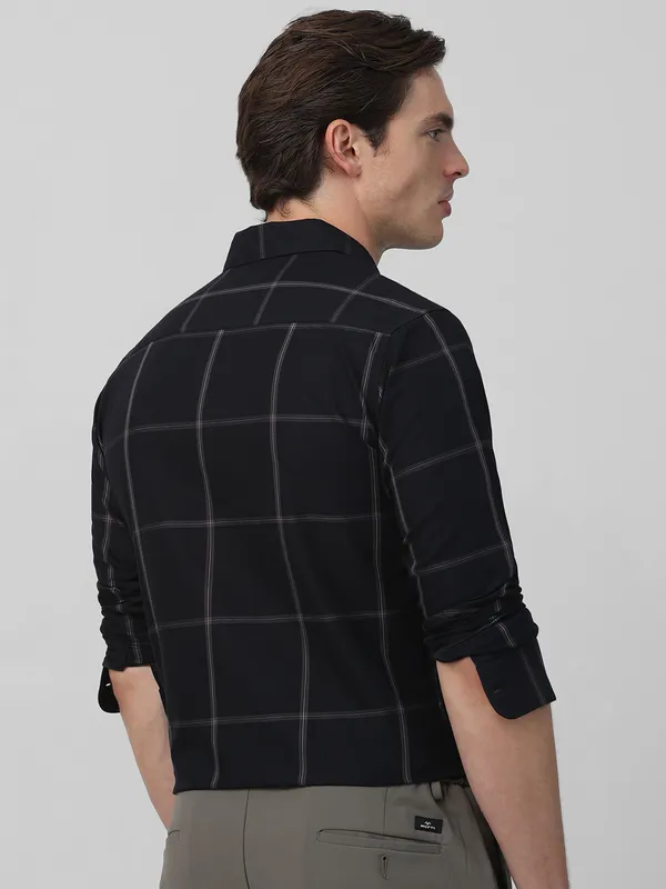 MUFTI black cotton shirt with checkered pattern