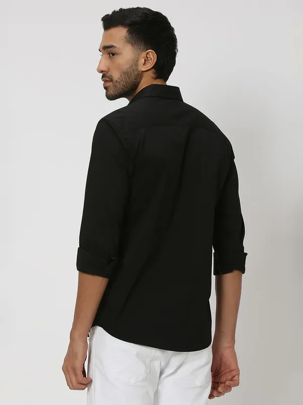 Mufti black plain shirt for casual