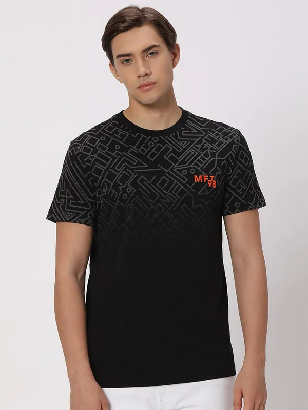 Mufti black printed t shirt
