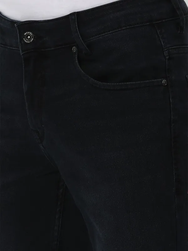 Mufti black solid ankle length jeans