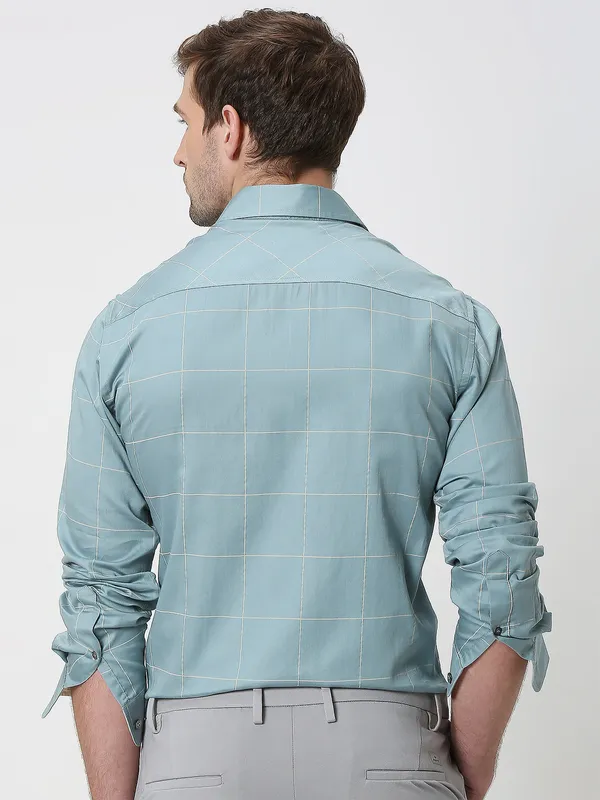 MUFTI blue cotton full sleeves shirt