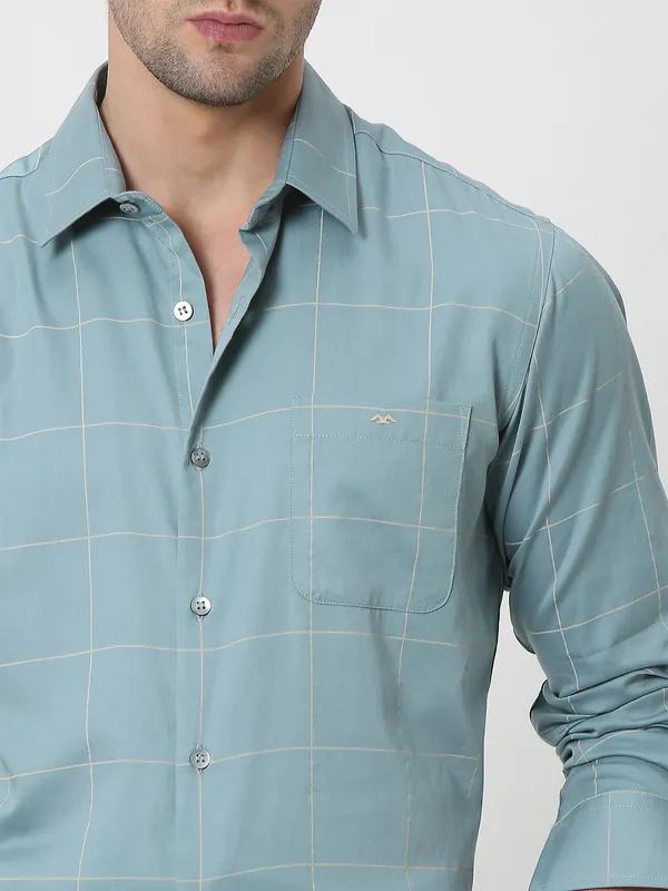 MUFTI blue cotton full sleeves shirt