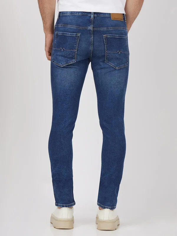 MUFTI blue denim skinny fit washed jeans