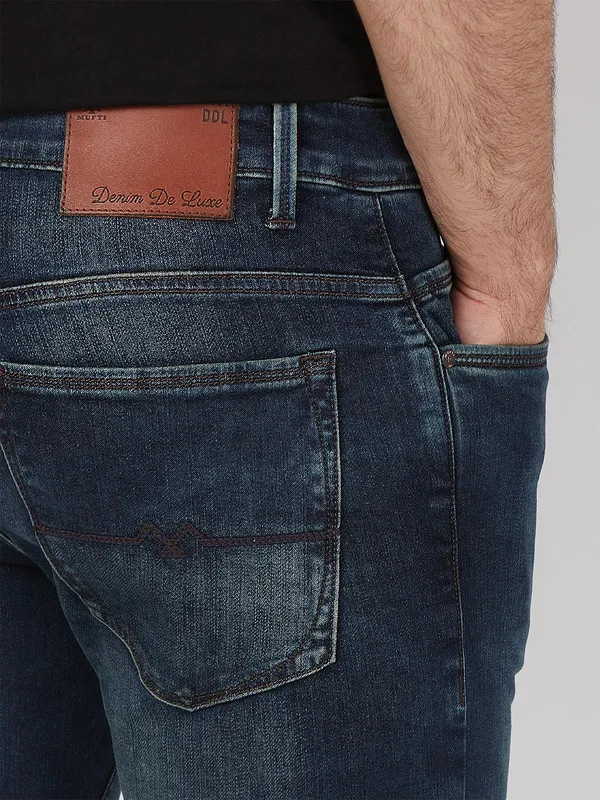 MUFTI blue slim fit washed  jeans
