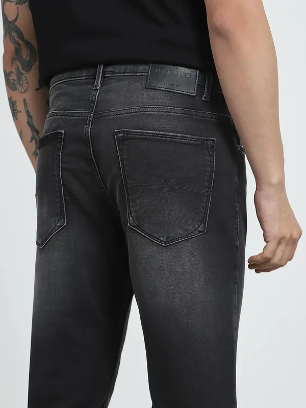 MUFTI charcoal black washed denim jeans for men