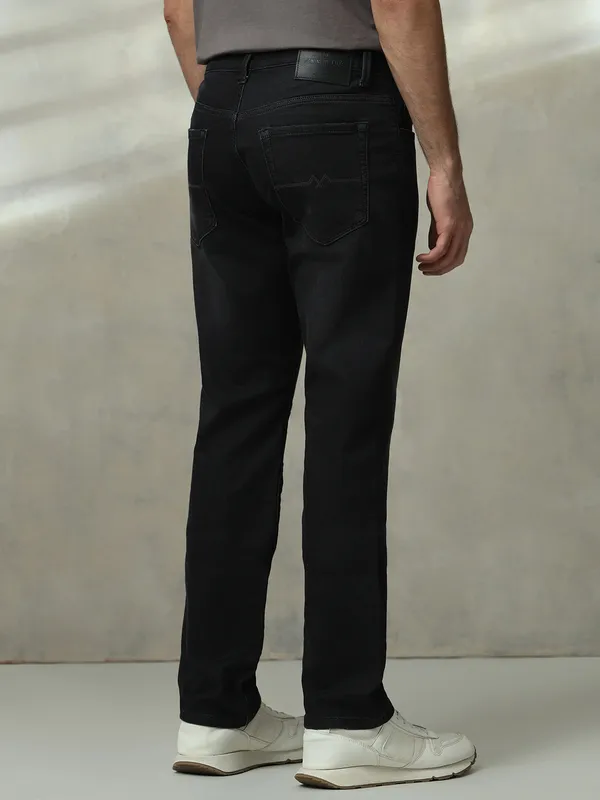 MUFTI charcoal black washed straight fit jeans for men